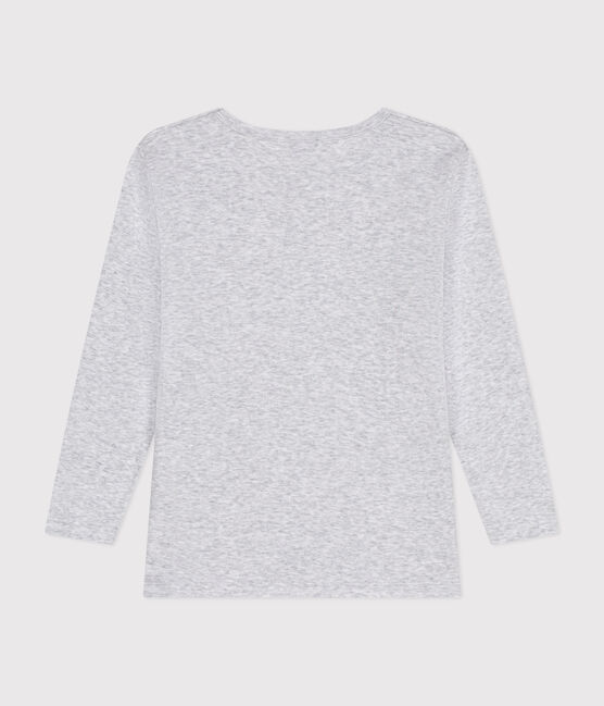 Tee-shirt manches longues fille en coton gris POUSSIERE CHINE