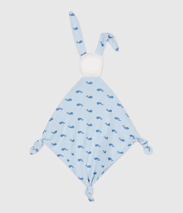 Katoenen babyknuffel met print blauw/blauw