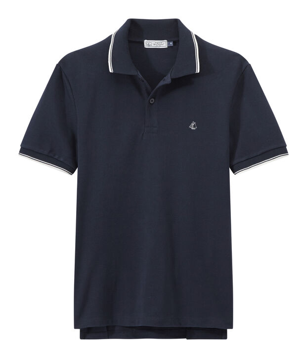 Polo manches courtes homme bleu marine