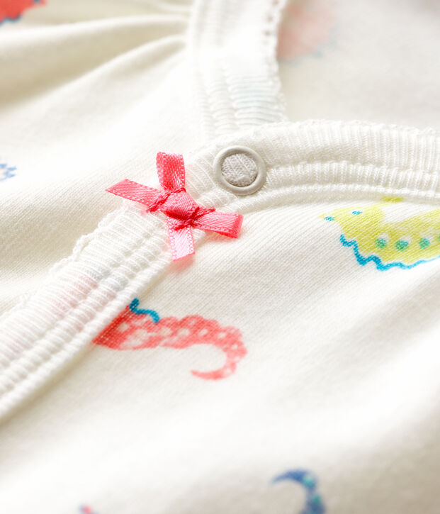 Combicourt hippocampe b&eacute;b&eacute; fille en coton blanc/rose