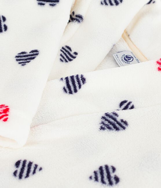 Robe de chambre enfant en polaire imprimé blanc MARSHMALLOW/blanc MULTICO