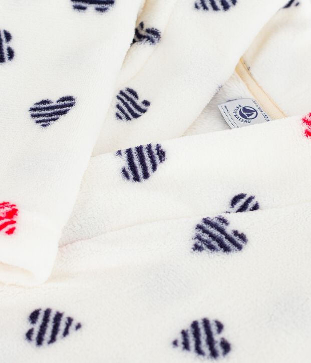 Robe de chambre enfant en polaire imprim&eacute; blanc/multicouleur