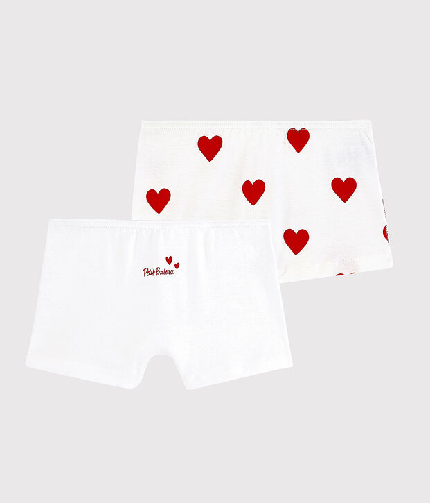 Lot de 2 shorties c&oelig;ur petite fille en coton multicouleur