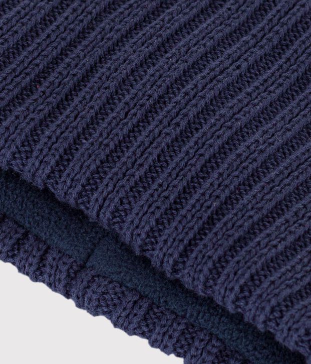 Snood b&eacute;b&eacute; en tricot uni doubl&eacute; polaire bleu marine