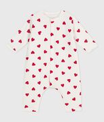 Combinaison ouatinée bébé en coton, imprimé cœurs blanc MARSHMALLOW/rouge TERKUIT