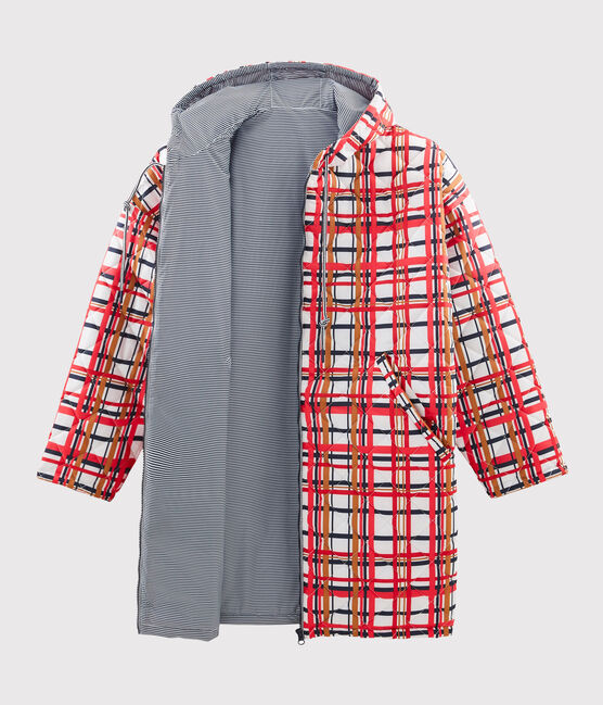 Warm lang windjack gemixt wit MARSHMALLOW/wit MULTICO