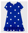 Jurk van katoen en linnen met korte mouwen voor meisjes blauw SURF/wit MARSHMALLOW