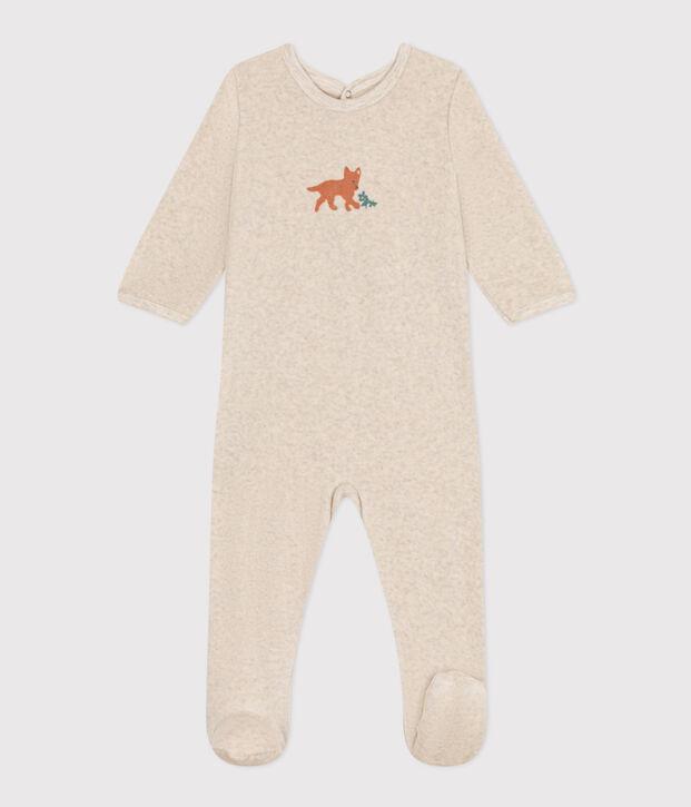 Pyjama en velours b&eacute;b&eacute; beige