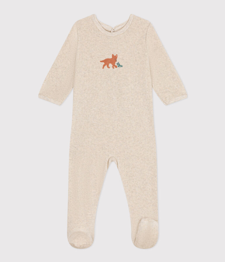 Pyjama en velours b&eacute;b&eacute; beige