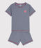 Pyjacourt milleraies en coton enfant bleu MEDIEVAL/blanc MARSHMALLOW