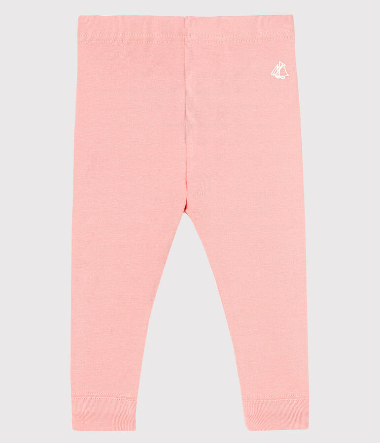 Legging b&eacute;b&eacute; fille en c&ocirc;te 1x1 unie rose