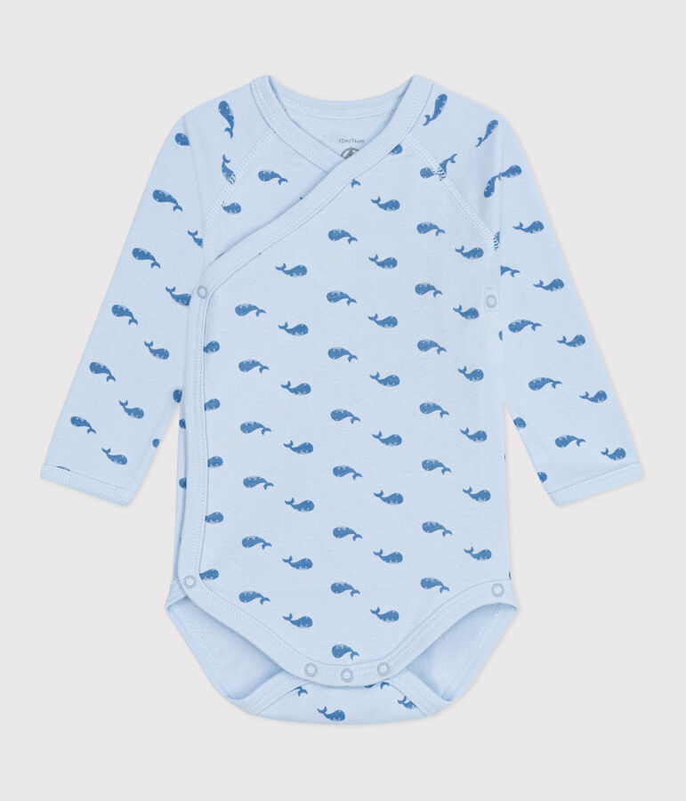 Katoenen overslagbody met lange mouwen voor baby's blauw TOUDOU/ ALASKA