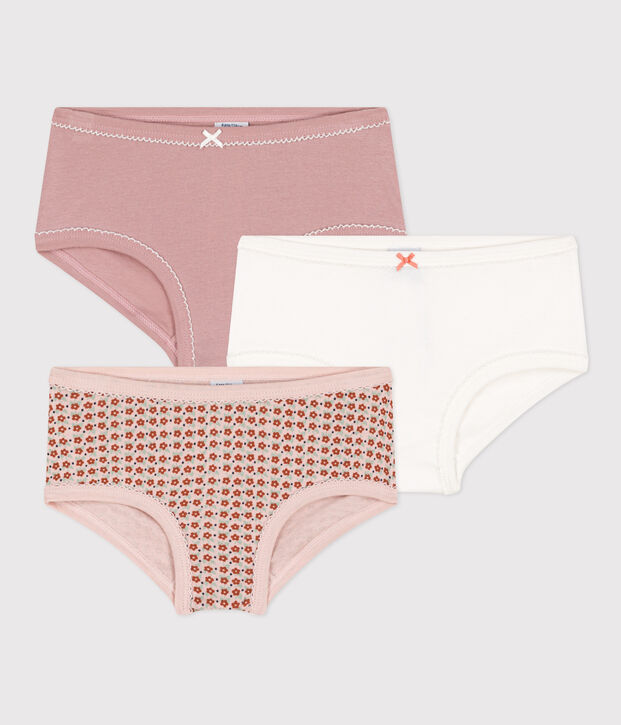 Set van 3 meisjesslips met bloemetje in katoen multicouleur