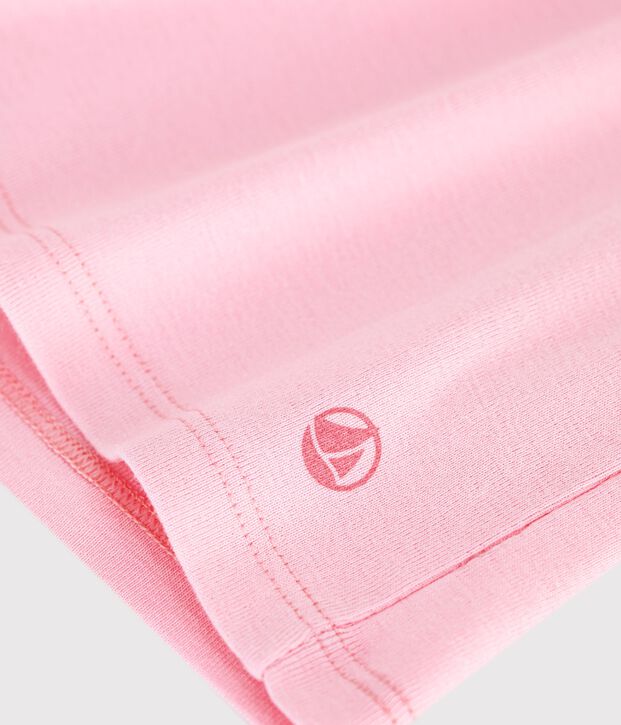 Tee-shirt enfant manches courtes en coton uni rose clair