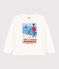 T-shirt met lange mouwen uit katoen voor meisjes wit MARSHMALLOW