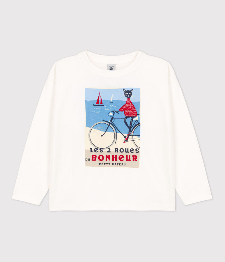 Tee-shirt manches longues en coton enfant fille blanc