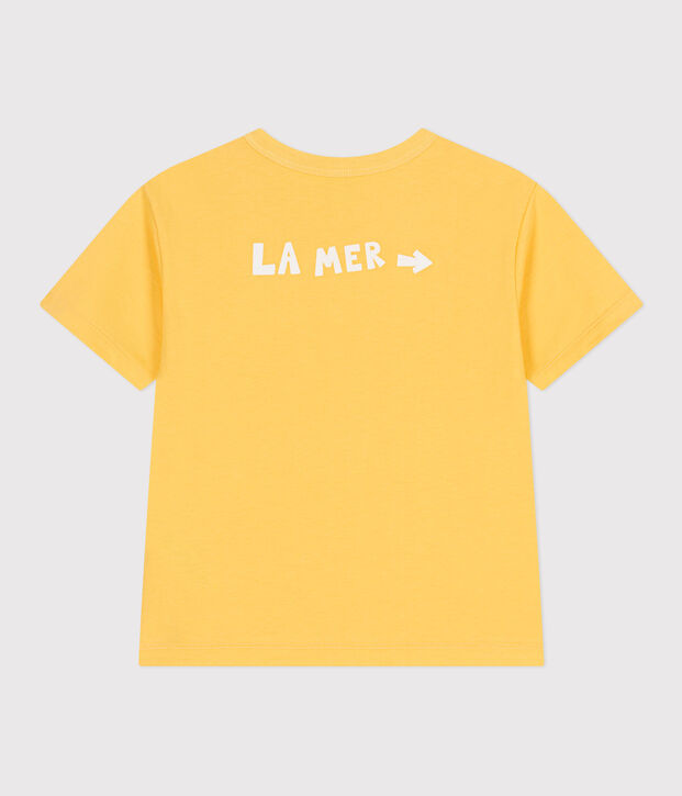 Tee-shirt enfant en coton manches courtes imprim&eacute; jaune