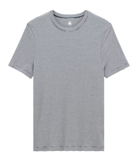Heren-t-shirt met korte mouwen en ronde hals blauw SMOKING/wit MARSHMALLOW