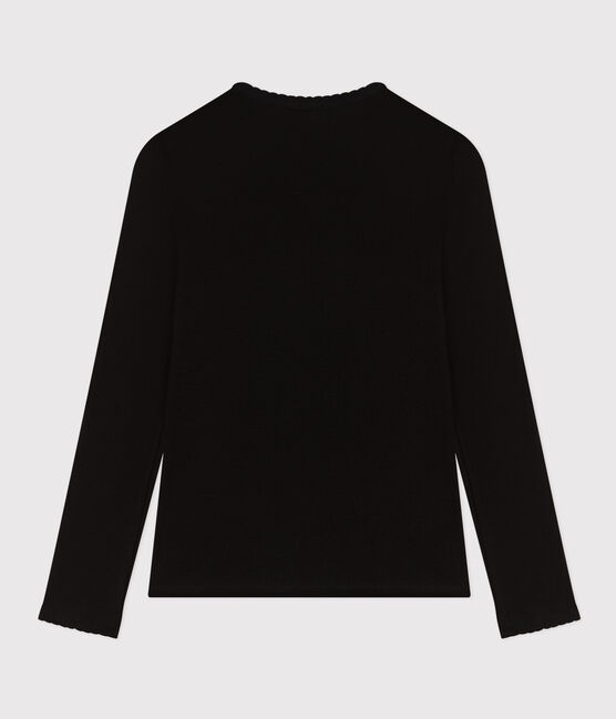 L'ICONIQUE, T-shirt voor dames met cocottesteek in katoen zwart NOIR