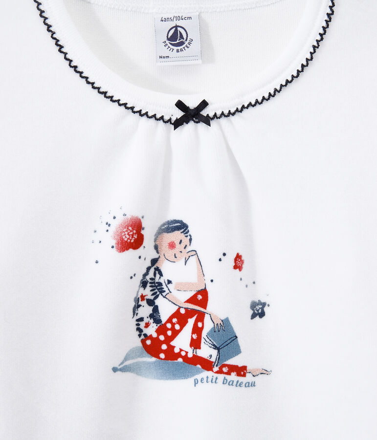 Pyjama fille en velours bleu SMOKING/blanc ECUME