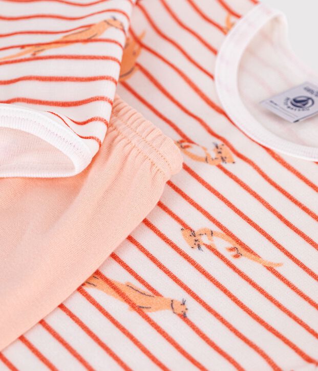 Pyjama  en velours blanc/rose/multicouleur