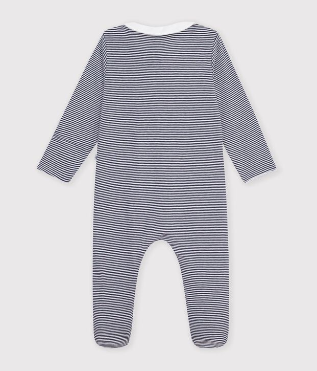 Pyjama b&eacute;b&eacute; en coton imprim&eacute; &agrave; rayures bleu/blanc