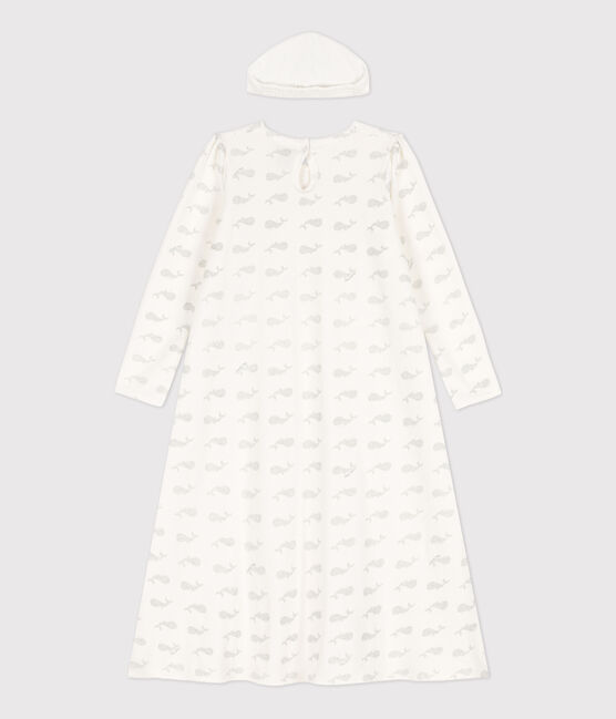 Chemise de nuit petite fille en velours blanc MARSHMALLOW/gris ARGENT