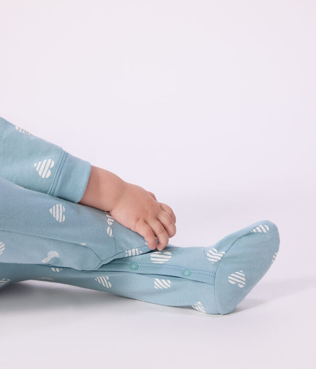 Pyjama b&eacute;b&eacute; en molleton gratt&eacute; imprim&eacute; c&oelig;urs bleu/blanc