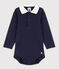 Body manches longues bébé col polo en coton bleu SMOKING