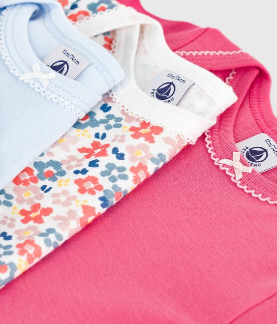 Set van katoenen body's met lange mouwen en bloemenprint variante 1