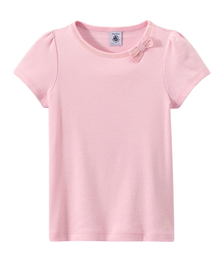 T-shirt fille &agrave; petit n&oelig;ud rose BABYLONE