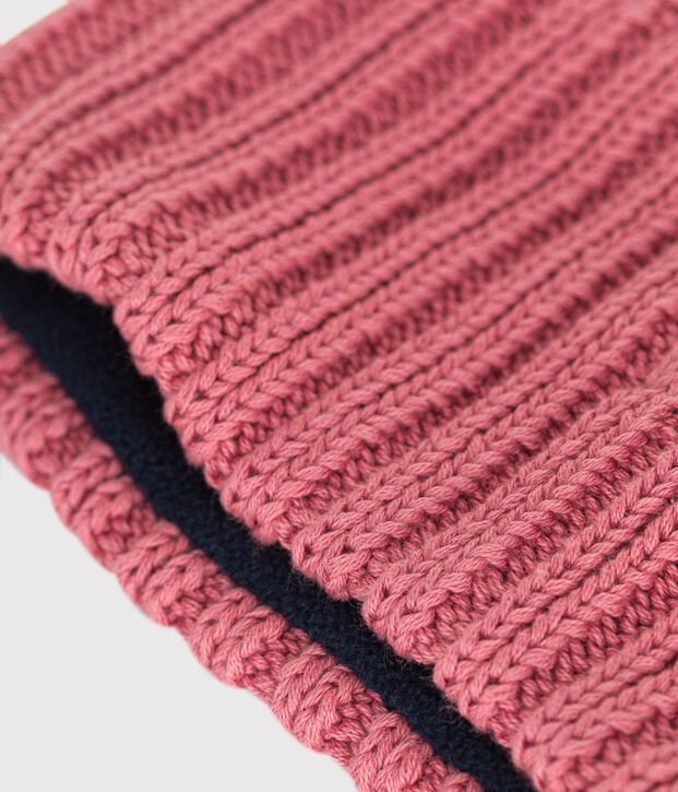 Snood en tricot doubl&eacute; en polaire b&eacute;b&eacute; rose