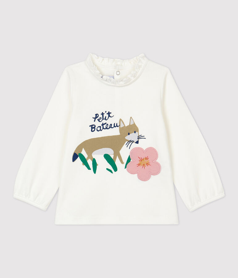 Blouse en coton b&eacute;b&eacute;. blanc