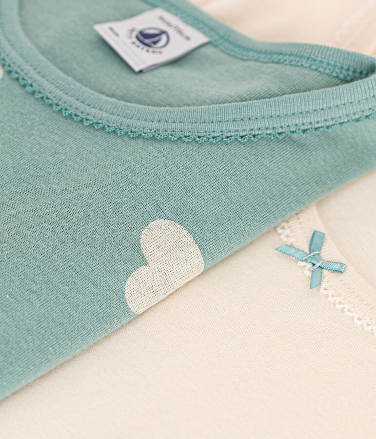 Setje met 2 katoenen T-shirts met korte mouw en hartje voor kinderen multicouleur