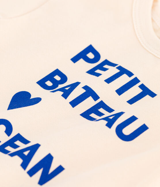 T-shirt van jersey met korte mouwen en motiefje voor baby's ecru AVALANCHE