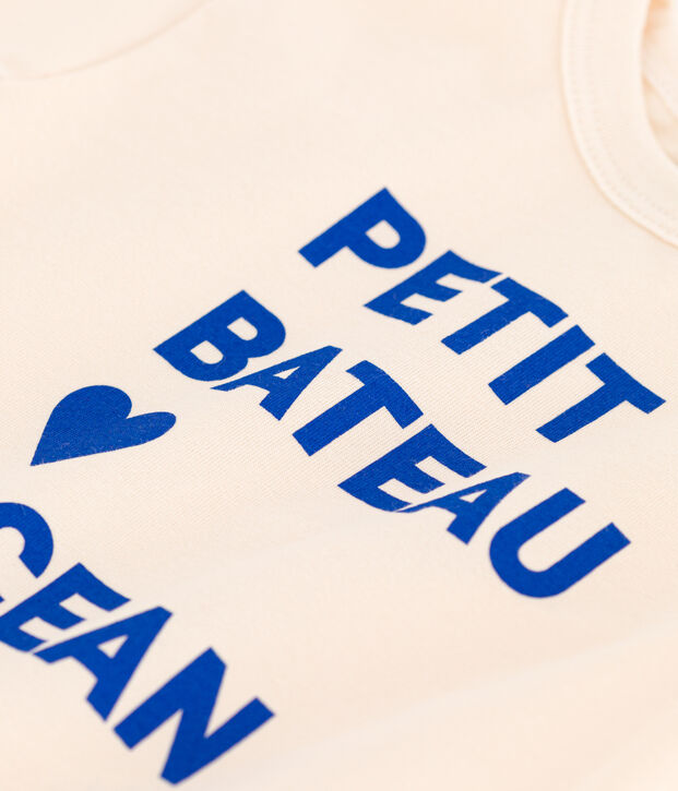 T-shirt van jersey met korte mouwen en motiefje voor baby's ecru