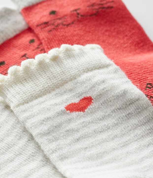 Set van 2 paar babymeisjessokken rood