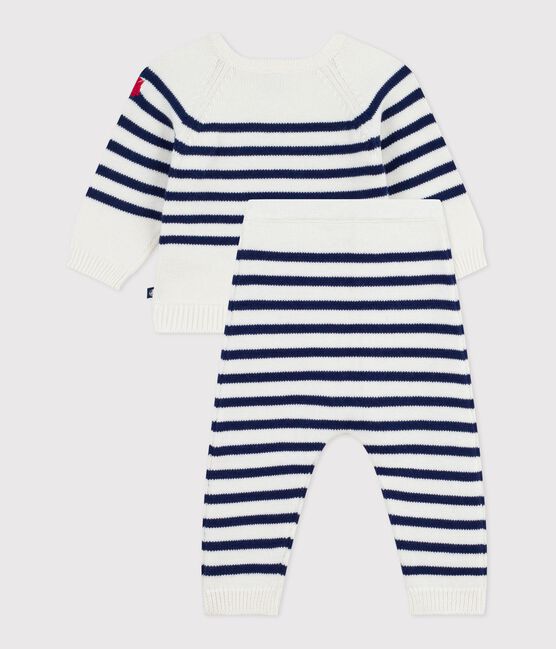 Ensemble 2 pièces bébé rayure marinière en tricot bleu MARSHMALLOW/ SOIR