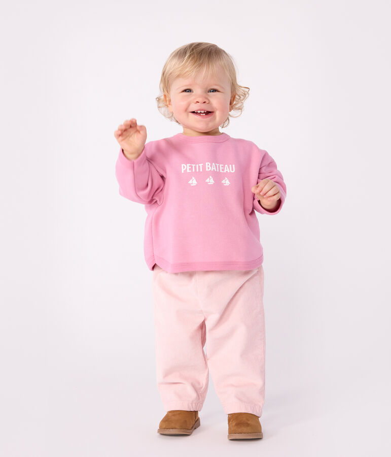 Katoenen babysweatshirt met vintage Petit Bateau-motief roze BOUDOIR