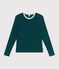 Cardigan femme en coton uni vert fonc&eacute;