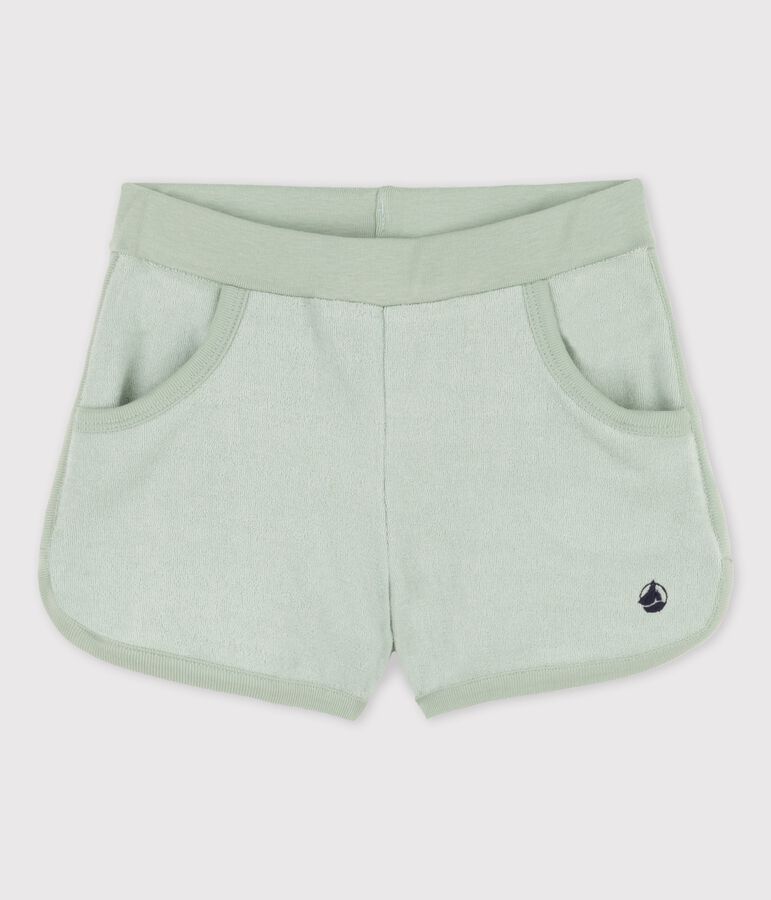 Short en bouclette &eacute;ponge enfant fille vert