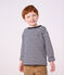 Tee-shirt enfant manches longues &agrave; rayures bleu/blanc/bleu