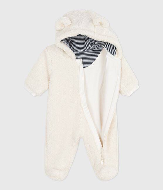 Skipakje voor baby's in sherpa met oortjes en voering met tinneroy-streepje ecru MILK