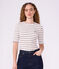 Tee-shirt femme en coton manches courtes &agrave; rayures blanc/rouge