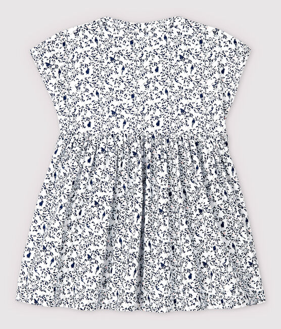 Robe manches courtes en popeline bébé fille blanc MARSHMALLOW/blanc MULTICO