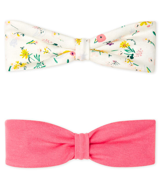 Set van 2 effen haarbanden met print voor baby meisje variante 2