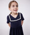 Robe enfant en coton manches courtes unie bleu SMOKING