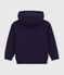 Sweatshirt &agrave; capuche enfant en coton &agrave; motif bateau bleu marine