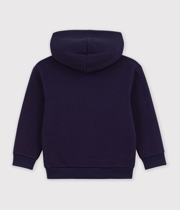 Sweatshirt &agrave; capuche enfant en coton &agrave; motif bateau bleu marine