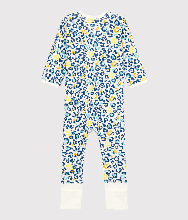 Dors-bien &agrave; pieds amovibles b&eacute;b&eacute; phosphorescent imprim&eacute; panth&egrave;re en coton blanc/multicouleur